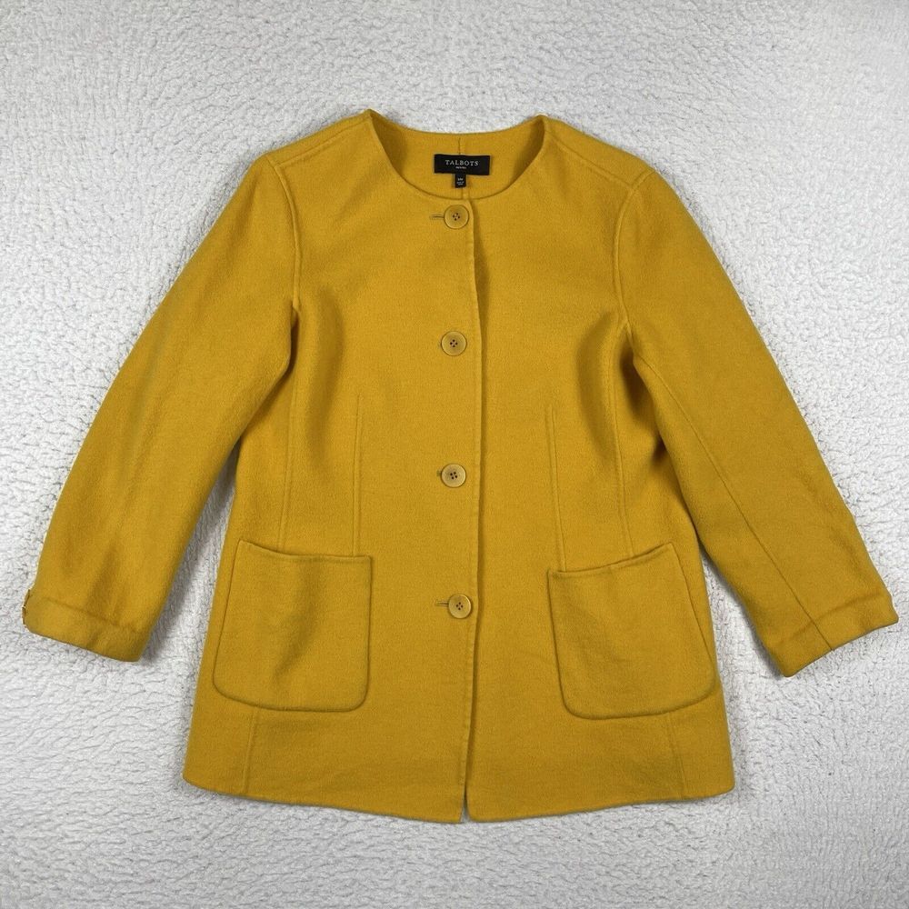 Talbots Jacket Womens 14p Petite Marigold Wool Blend Career Casual Traveling